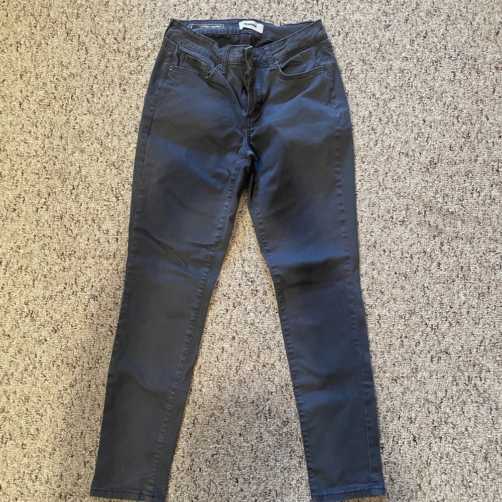 Sonoma Goods for Life Sateen Curvy High Waist Skinny Pant 4 Grey